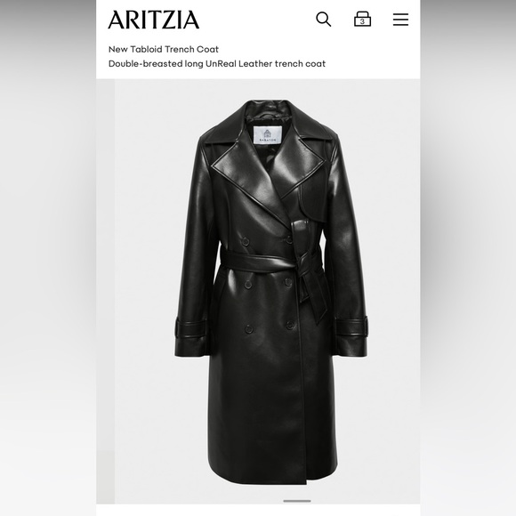 SOLD Aritzia Tabloid leather trench coat BLACK - Picture 1 of 2